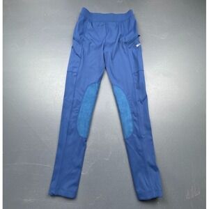 Willit Riding Leggings Girls Size Large Blue Knee Patch Equestrian Stretch Pants